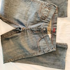 Levi’s Red boot flare jeans.